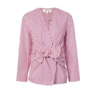 DVF Striped Bow Front Blouse